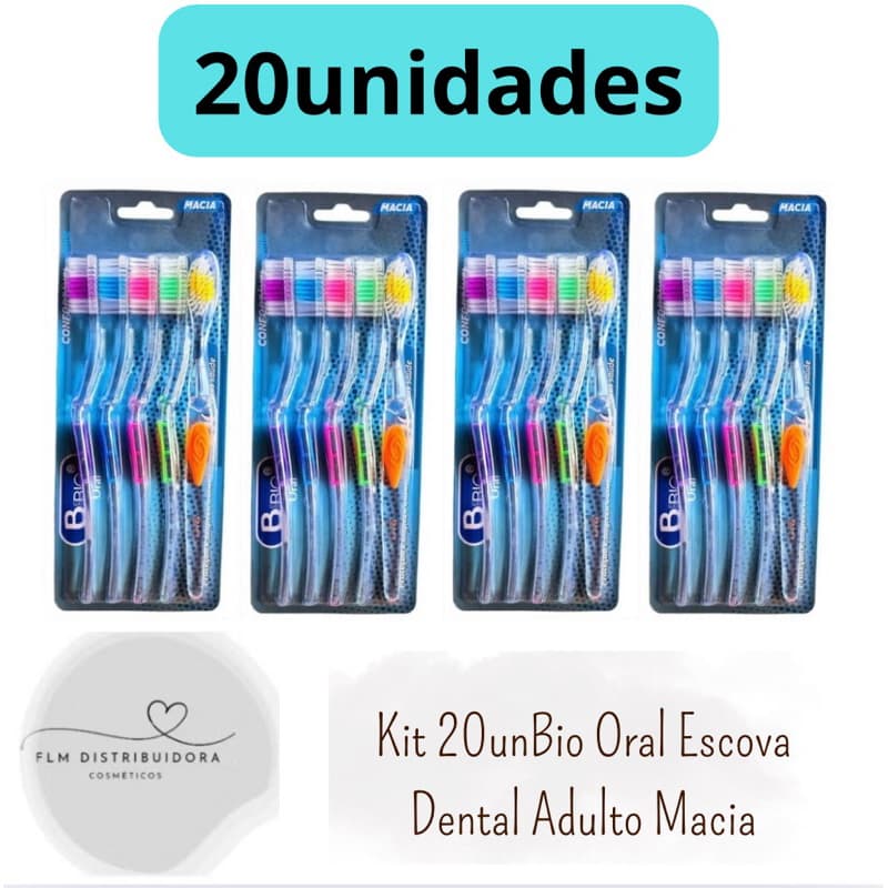 Bio Oral Kit com 5 / 10 / 20 / 30 / unidades Escova Dental Adulto – Cerdas Macias
