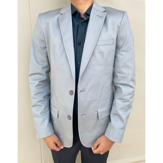 BLAZER MASCULINO DE SARJA -  PRATA - FORRO DETALHADO - CORTE ITALIANO - LANÇAMENTO 2025