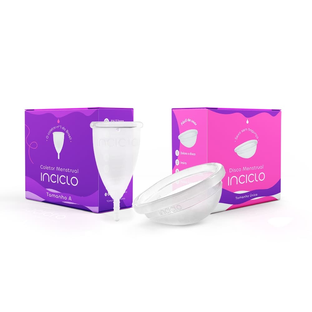 Kit Coletor + Disco Menstrual Macio Anatômico Reutilizável Confortável Silicone