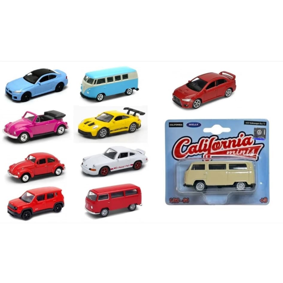 Miniatura Carro ESC/1:60-64 CALIFORNIA MINIS Kombi ,FUSCA. WELLEY