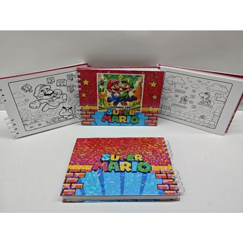 Caderno de Colorir Super Mário 50 Folhas | Capa Dura + Acetato | Papel 150g –