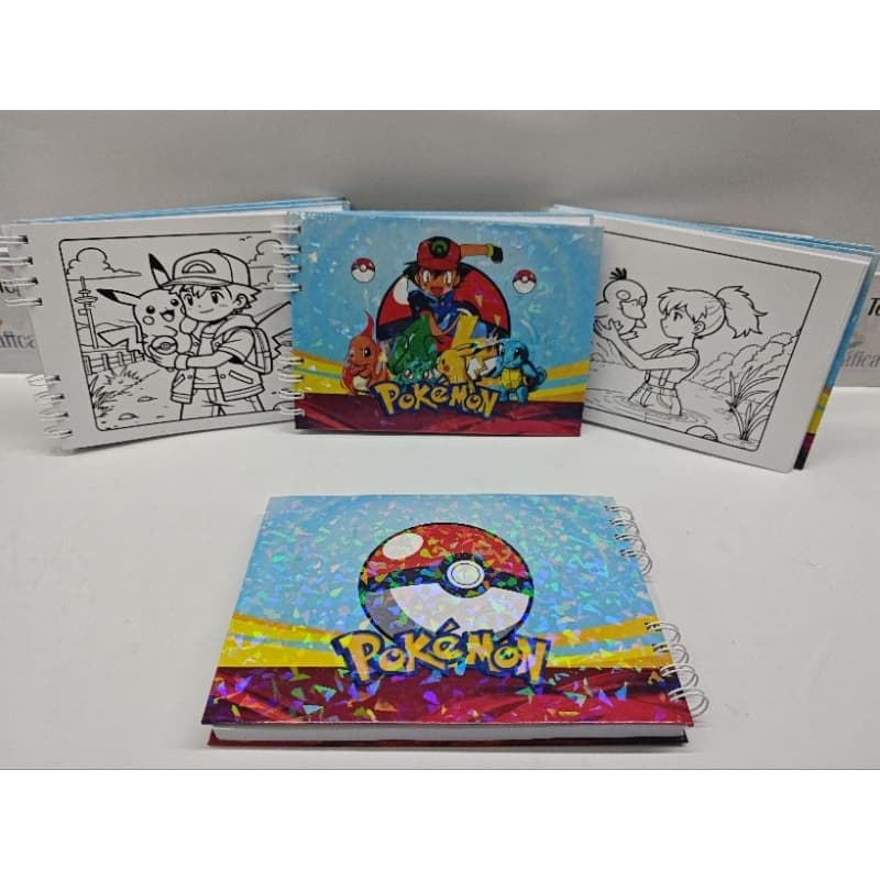 Caderno de Colorir Pokemon 50 Folhas | Capa Dura + Acetato | Papel 150g –