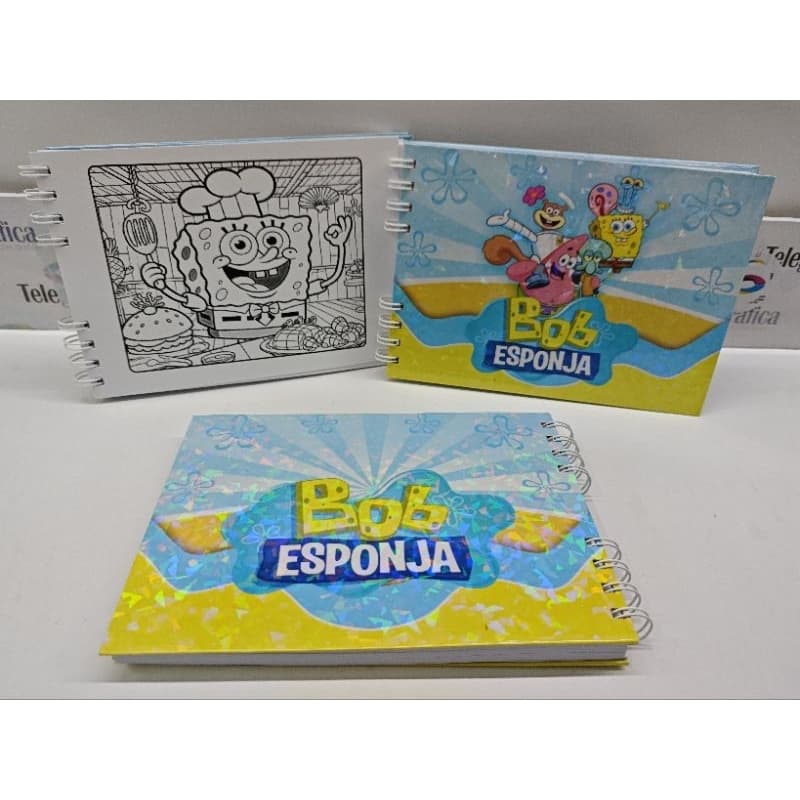 Caderno de Colorir Bob Esponja sponja 50 Folhas | Capa Dura + Acetato | Papel 150g –