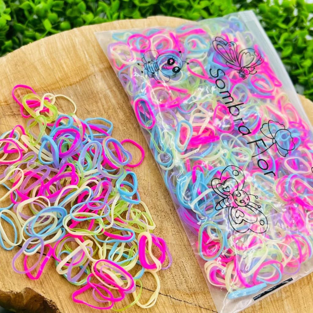 Elástico de Cabelo Feminino Descartável – 1000 Peças Multicolorido em Bolsa Prática