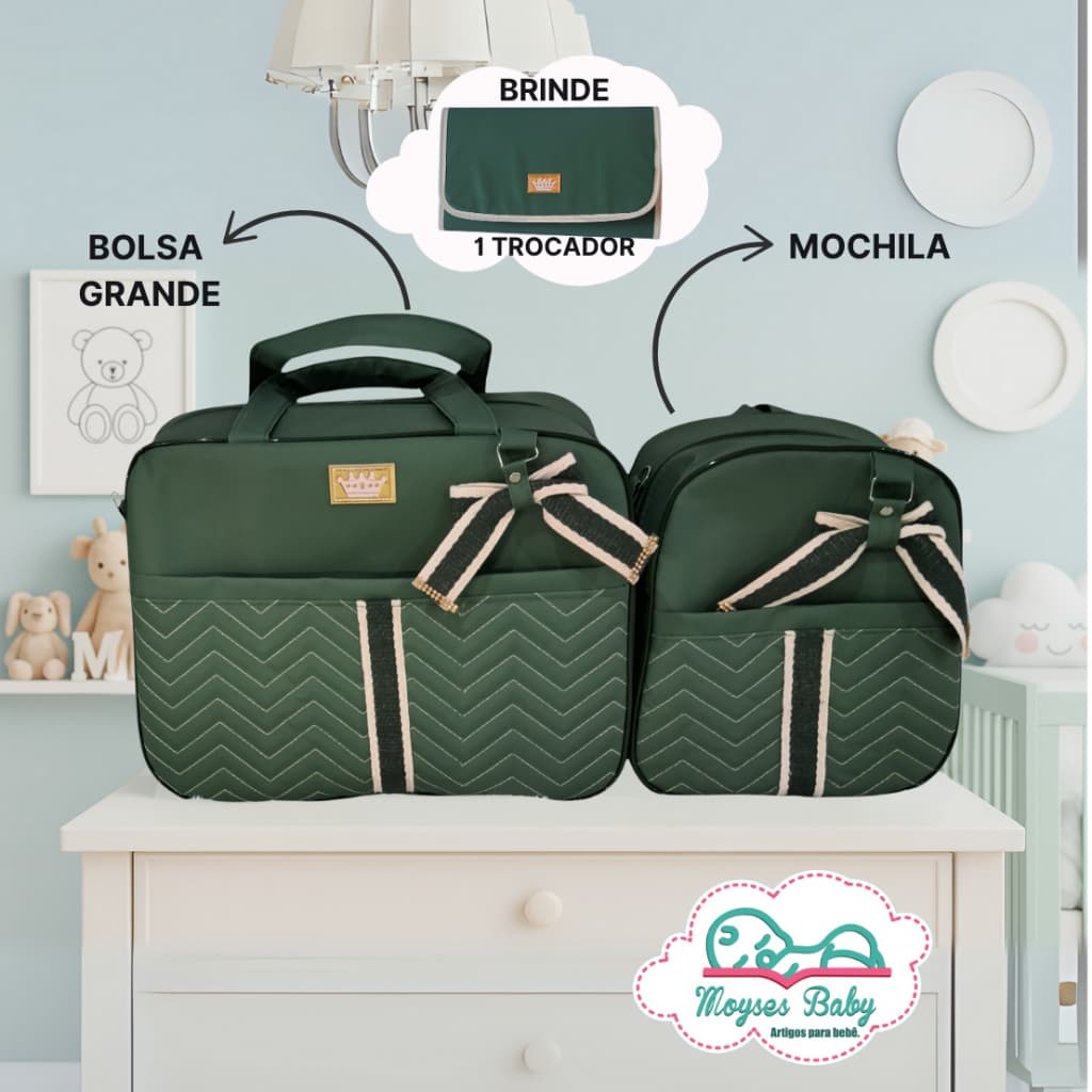 Kit Bolsa Maternidade 2 Peças Laço  + Mimo Moyses Baby
