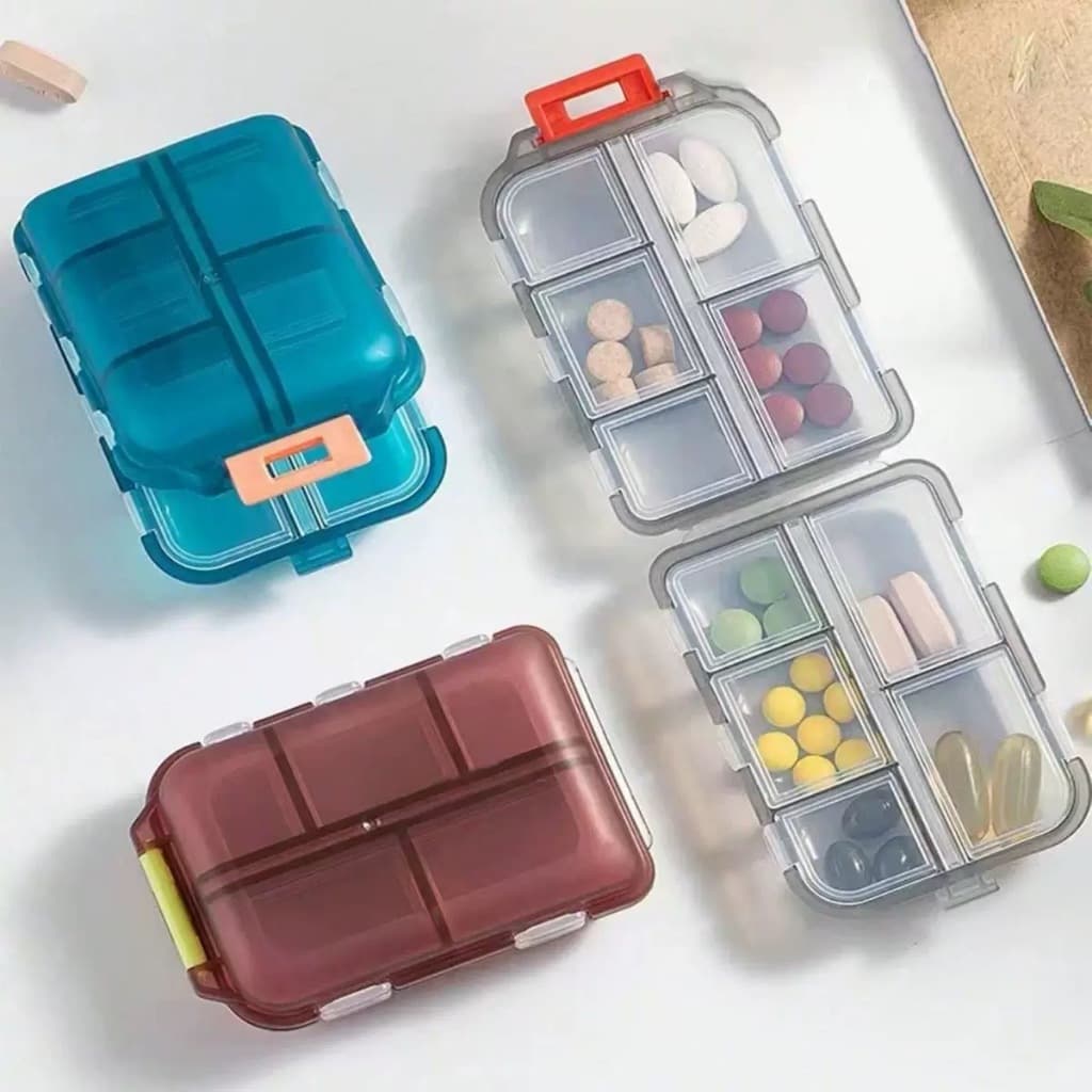 Pílulas, Estojo organizador portátil de comprimidos, caixa de vitaminas para tablet de viagem, com 10 compartimentos