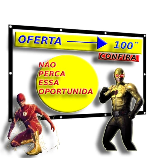 Tela de projeção em vinil PVC com ilhós e bordas fixadas