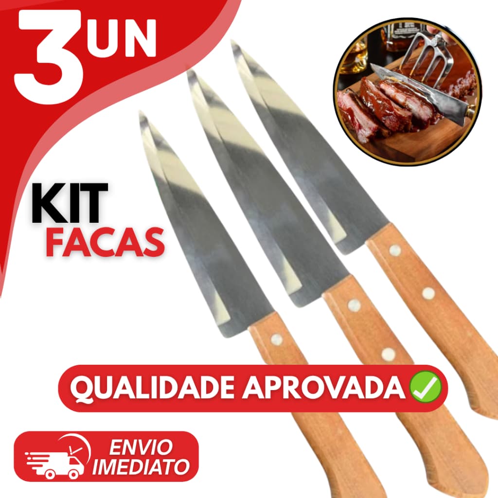 Faca 6” Aço Inox com Cabo de Madeira para Cozinha