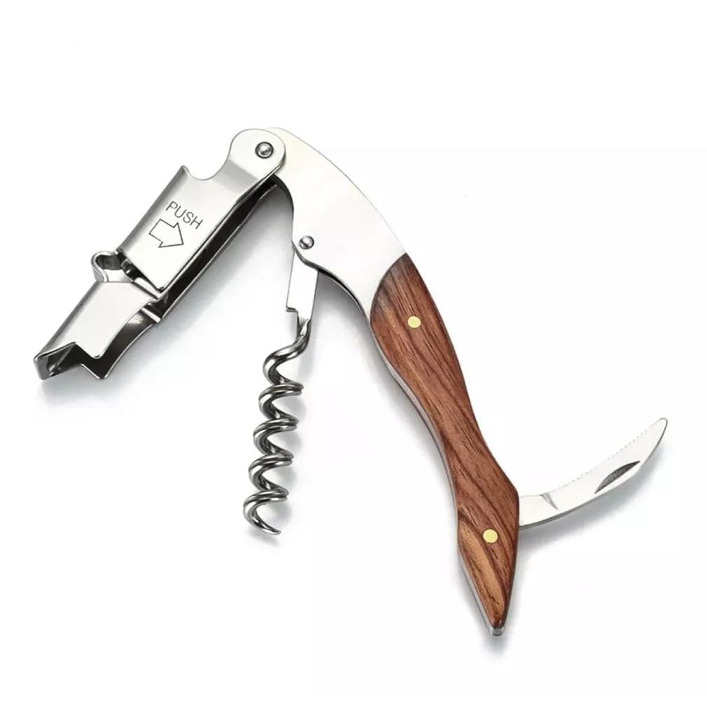 Abridor De Vinhos De Aço Inoxidável Garrafas De Cerveja E Cortador De Folhas Presente Para O Amante Do Vinho