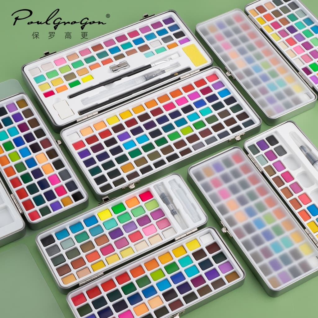 Conjunto De Tinta Aquarela Guache 50/72/90/100/128/168 Cores Com Pincel