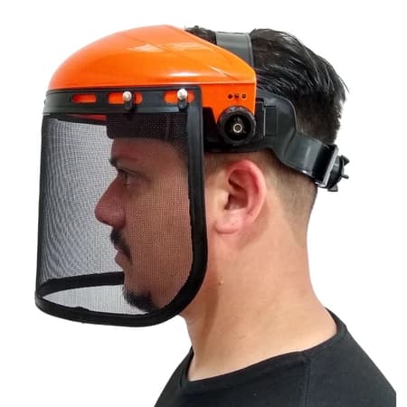 Protetor Facial Com Tela De Aço Para Operador De Roçadeira