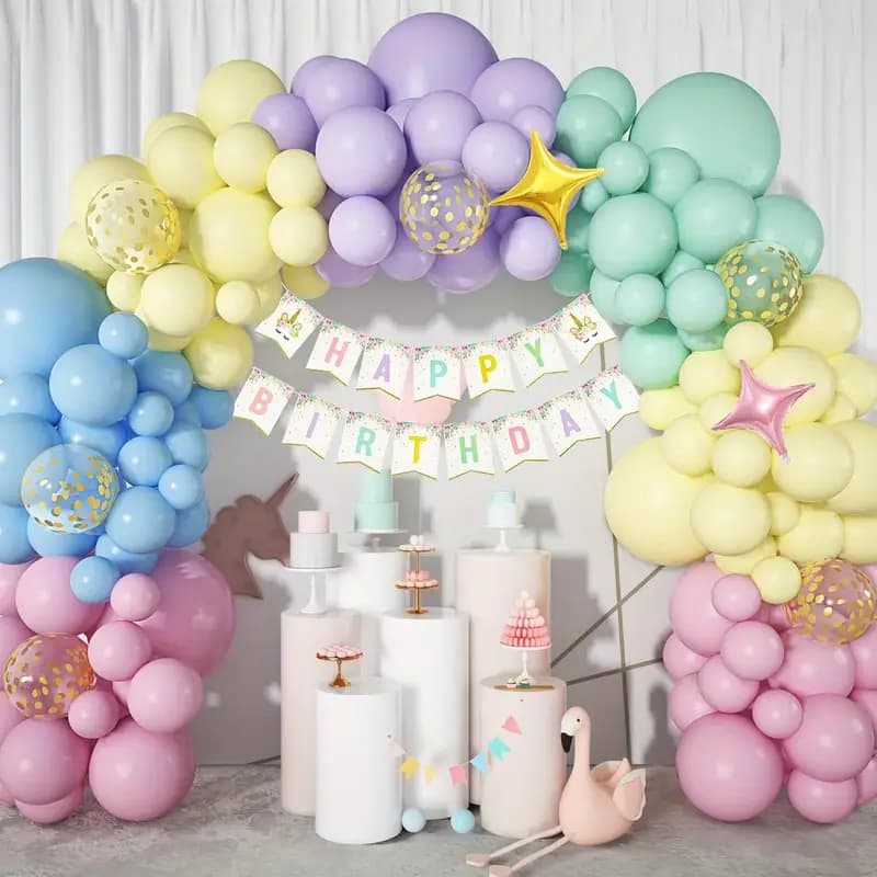 Conjunto de balões de luxo de 115 peças, cores Macaron adequadas para festa e aniversário