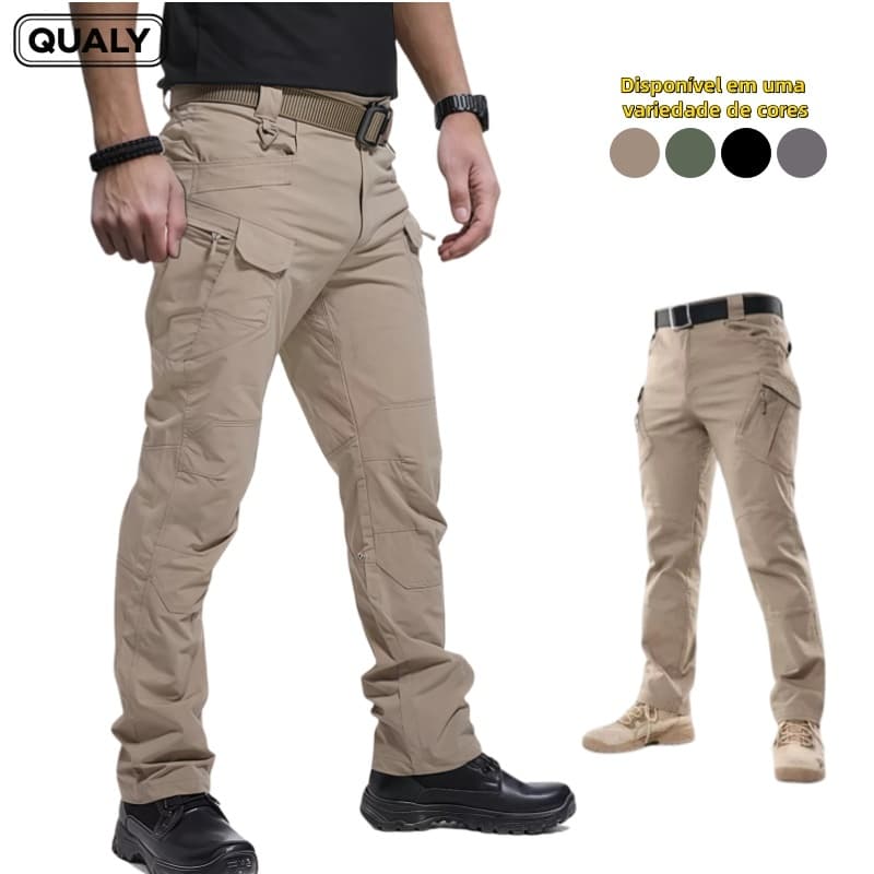 Calça Cargo Militar Masculino Tatica Rip Stop Impermeável Resistente Fora De Esportes Long Hiking Pesca Ar Livre - QUALY