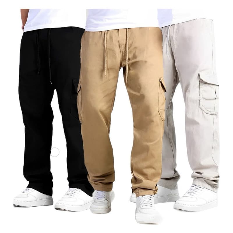 Kit 3 Calça Cargo Masculina 6 Bolso Skate Premium Streetwear