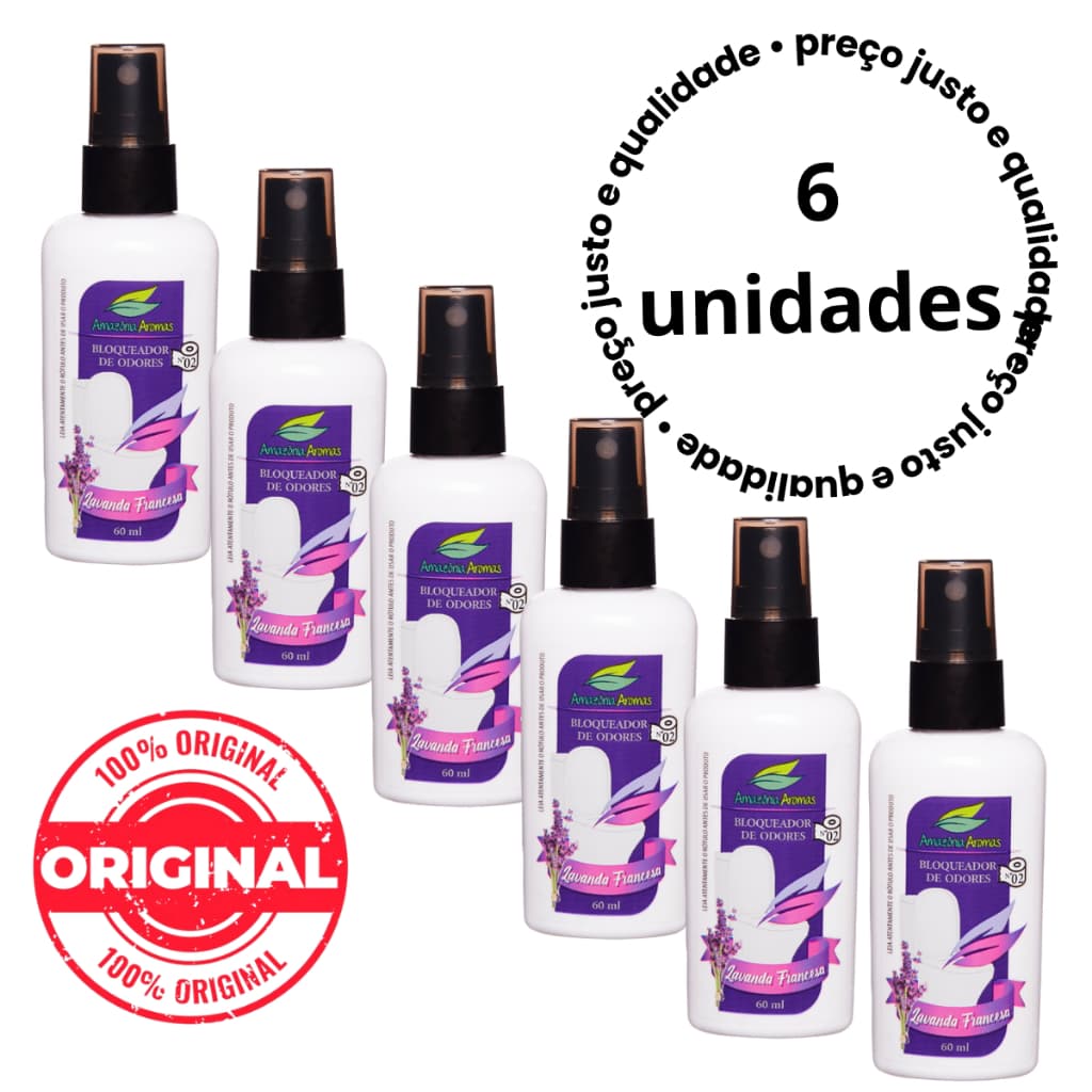 Kit 6 - Bloqueador De Odores - Lavanda Francesa 60ml  = Freeco