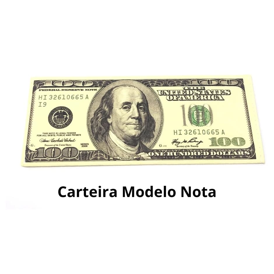 Carteira Estampada De Notas Estrangeiras Dólar/Euro/Real Guardar Cédulas Documentos
