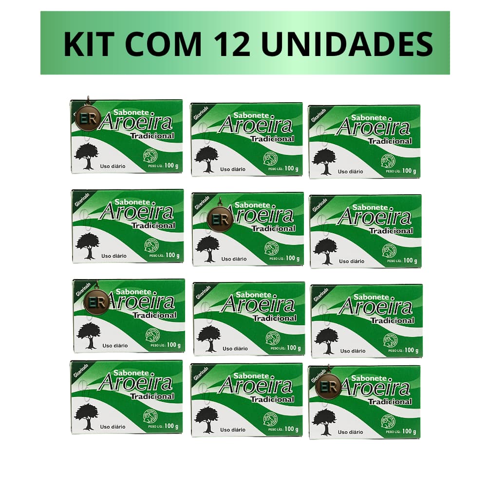 Kit com 12 Sabonete em Barra Aroeira Cicatrizante Facial e Corporal