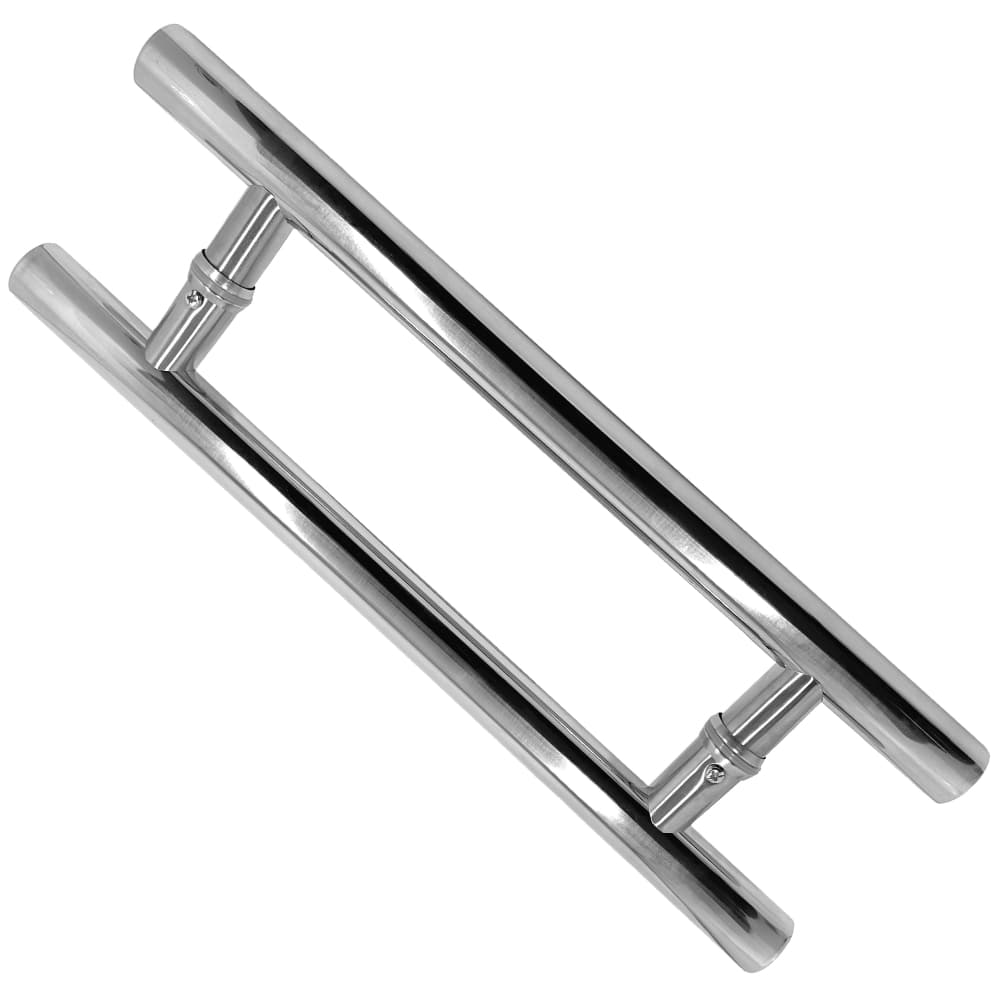 Puxador Aço Inox 45cm Para Porta Pivotante Tipo H Polido Alto Brilho