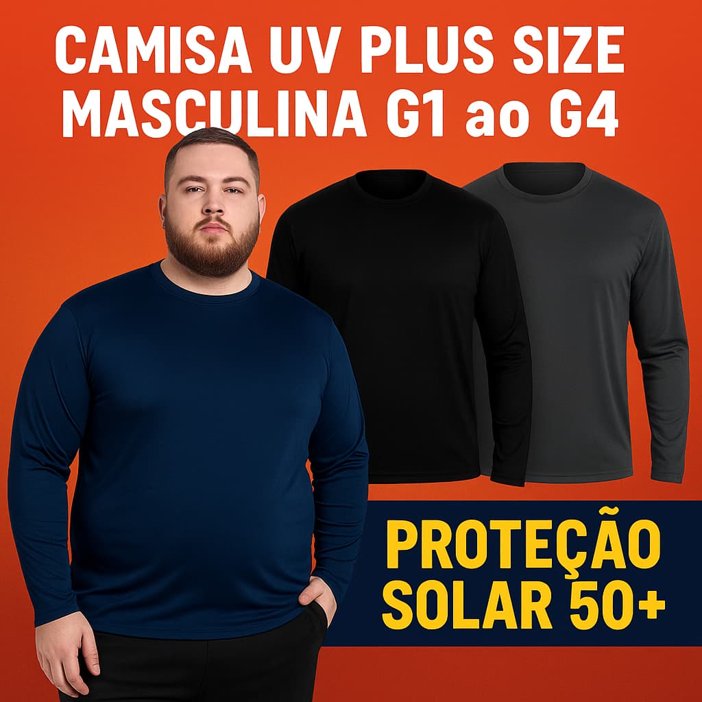 Camisa Térmica UV Masculina P ao G4 – Segunda Pele Plus Size Malha Fria