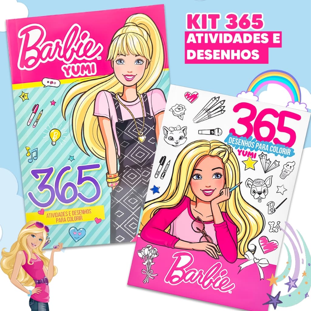 Kit 2 Livro Infantil 365 Desenhos Para Meninas Livro De Pintura Desenhos Para Colorir Rosa + 365 Atividades Para Meninas