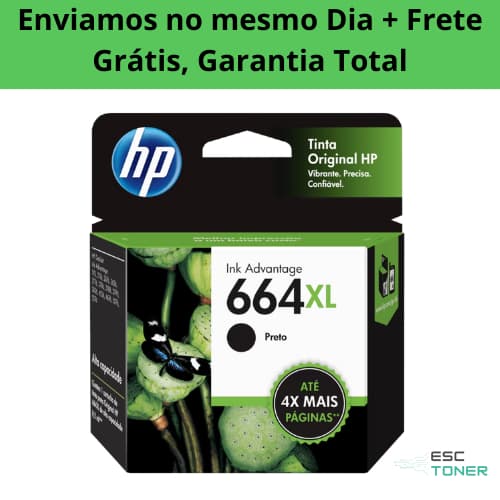 Cartucho de Tinta BK Impressora 664 XL Preto F6v31ab Original Lacrado