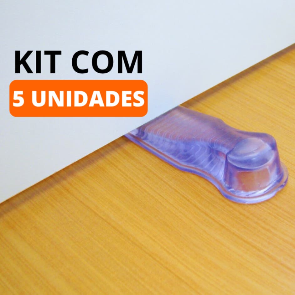 Kit 5 Aparador Peso Trava Porta Silicone Transparente