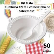 Kit Cumbuca Descartável 12cm + Colher de Refeição Cristal – 50 Unidades