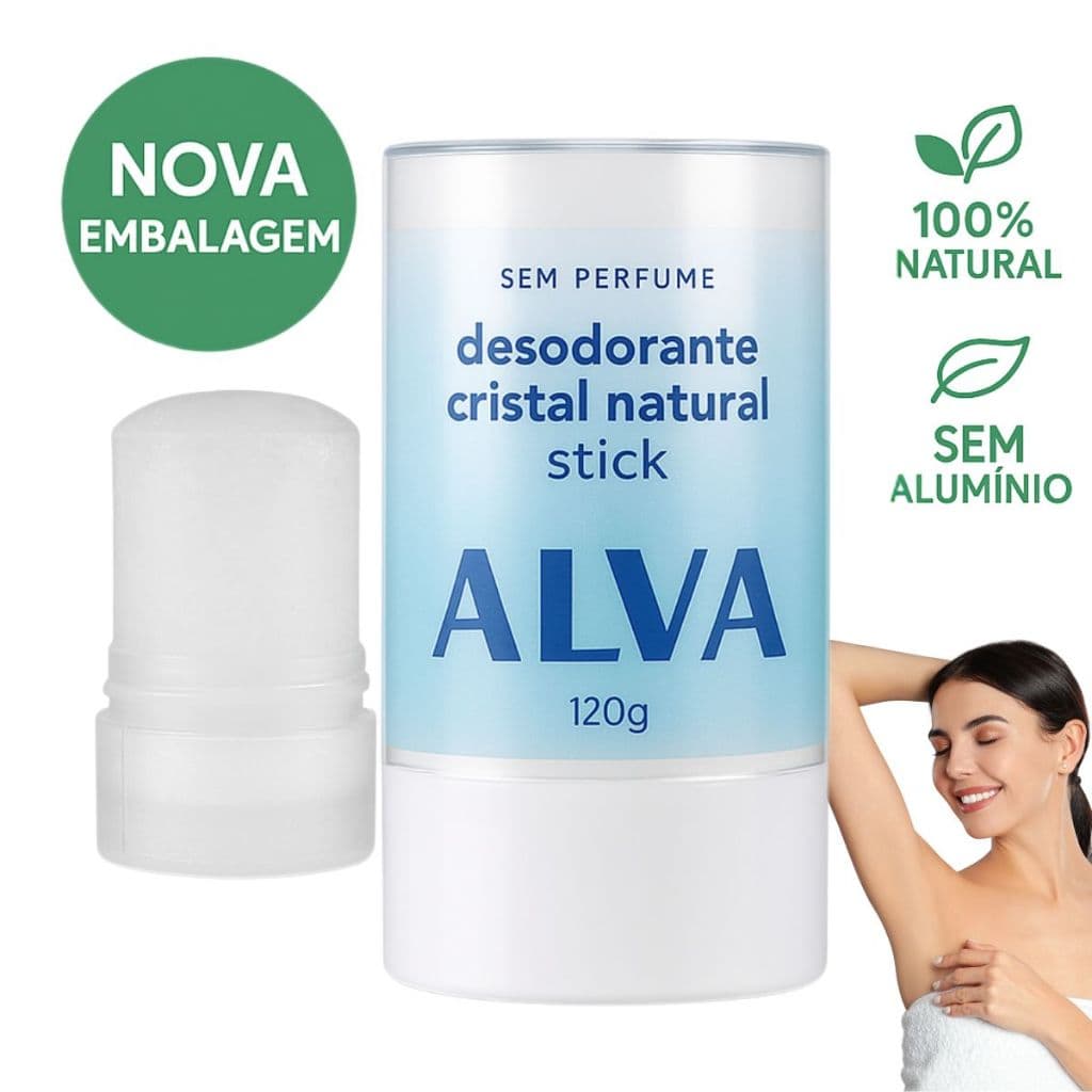 Desodorante Cristal Alva 60g ou 120g Pedra Stick Natural Sem Aluminio