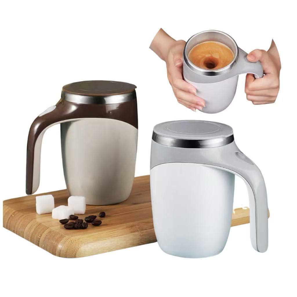 Caneca Térmica Mixer Magnética 380ml – Automático a Pilha para Café, Shake e Bebidas (Não USB)