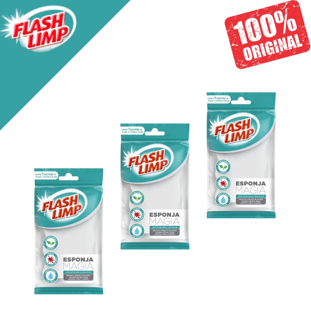 Kit 3 Esponja Mágica Flash limp