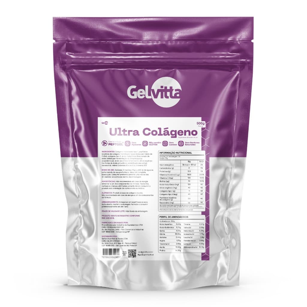 Ultra Colágeno Com Silício Orgânico + Ácido Hialurônico + Resveratrol Biotina Retinol e TECNOLOGIA PEPTGEL®