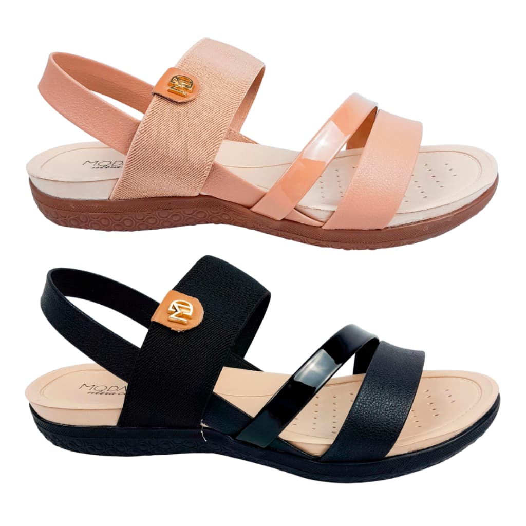 Sandalia Rasteira Modare Feminina Ortopédica Respiravel Tiras Elasticas Macia Calce Facíl