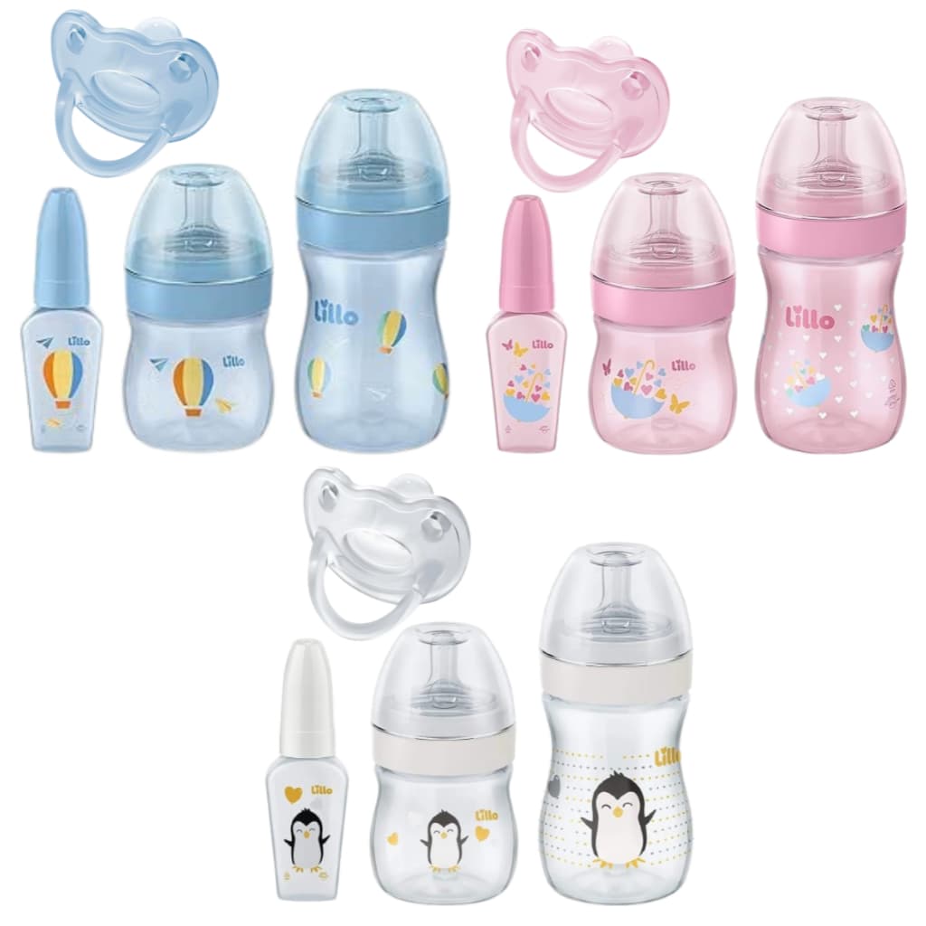 Kit 3 Mamadeiras com Chuquinha Evolution Primeiros Passos Chupeta Soft Divertida Lillo 100% Silicone