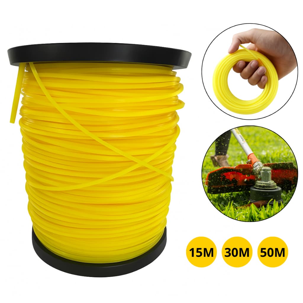 Fio de Nylon Quadrado 3mm para Roçadeira 50 Metros