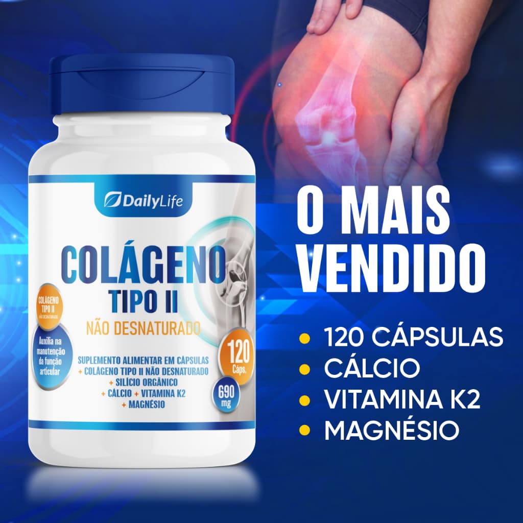 Colágeno Tipo 2 Não Hidrolisado Daily Life 120 Cápsulas