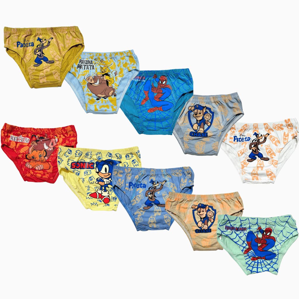 Kit Cueca infantil Menino Peça e Forro 100% Algodão Premium Personalizada Sublimada