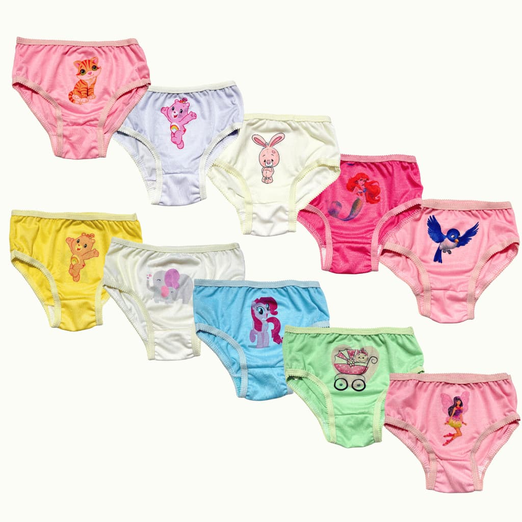 Kit 5-10 Calcinha infantil menina poliéster estampas personalizada