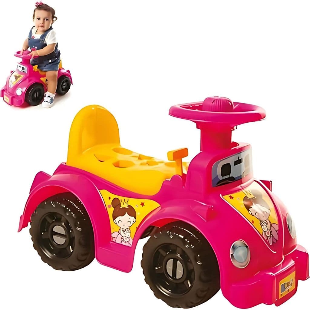 Carrinho Andador Interativo Educativo e Divertido Ketokinha Princesa com Banco Abre e Fecha com Encaixe de 6 peças Geomé