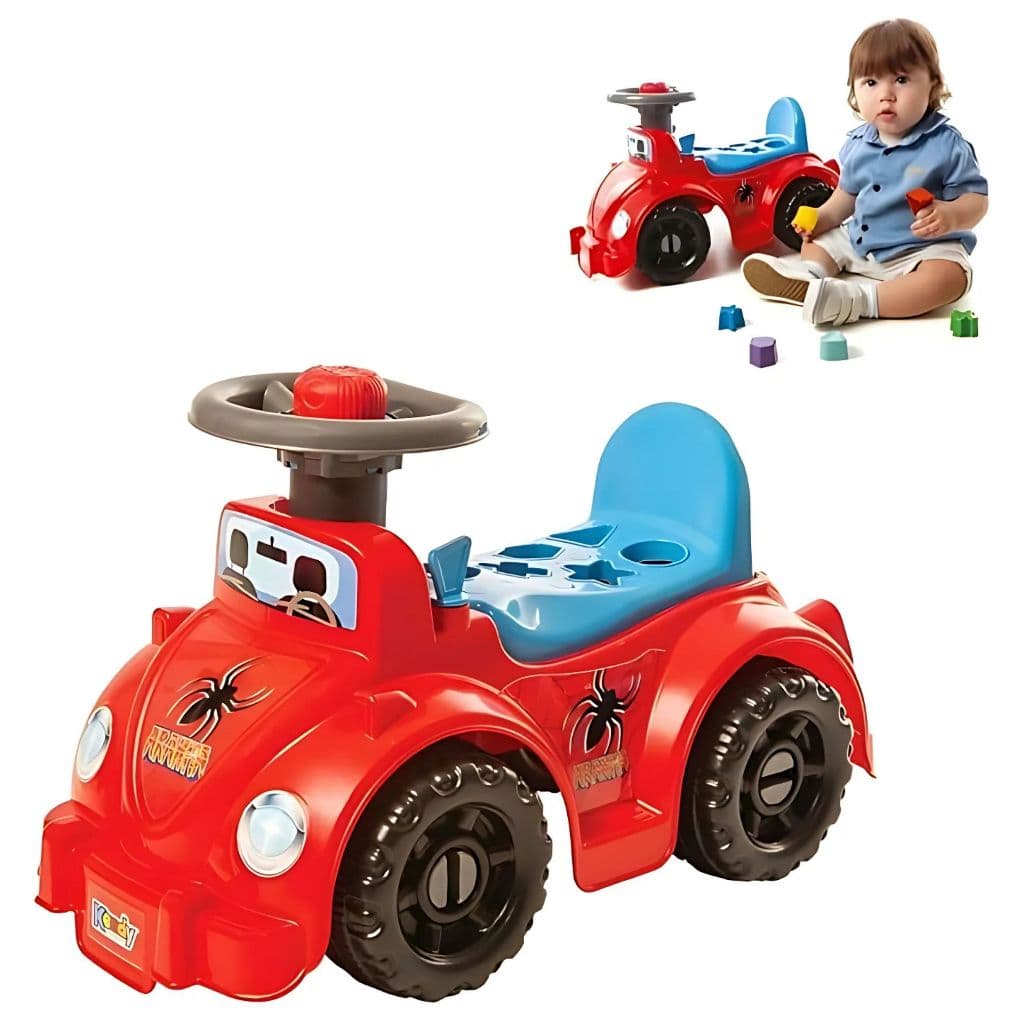 Carrinho Andador Interativo Educativo e Divertido Ketokinha Aranha com Banco Abre e Fecha com Encaixe de 6 peças Geométr
