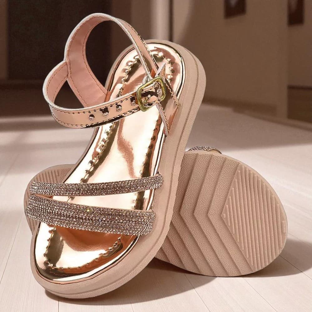 Sandália Infantil Feminina Brilho Strass Tratorada Menina Delicada Batizado Casamento do 20 ao 32