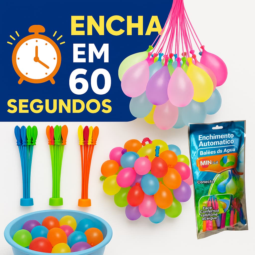 Kit 555 Bexiga Guerra De Água Enche e Amarra Rápido Praia Piscina Verão