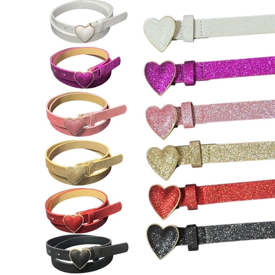Cinto Infantil Colorido Glitter Fivela de Coração