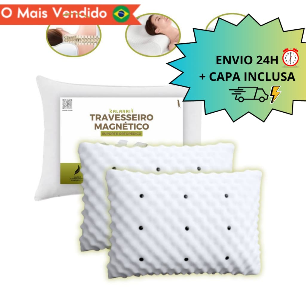 KIT 2 Travesseiro MAGNÉTICO Ortopédico Perfil Médio com Imãs Anti Ronco Terapêutico PRONTA ENTREGA