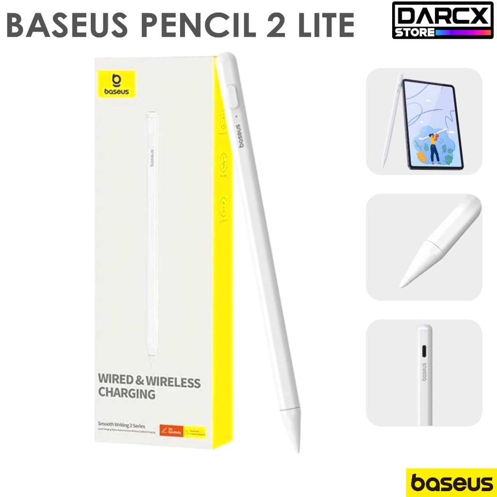 Caneta Stylus Baseus Pencil Smooth Writing 2 p/ iPad | USB-C ou Indução | Inclinação Rejeição de Palma,Magnética
