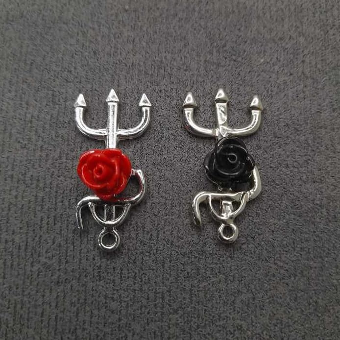 Pingente Tridente Pomba Gira Rosa Resina