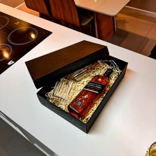 Caixa de Presente Kraft, Preta e Branca 35x24x9cm | Caixa Presente Resistente Sofisticada Moderna