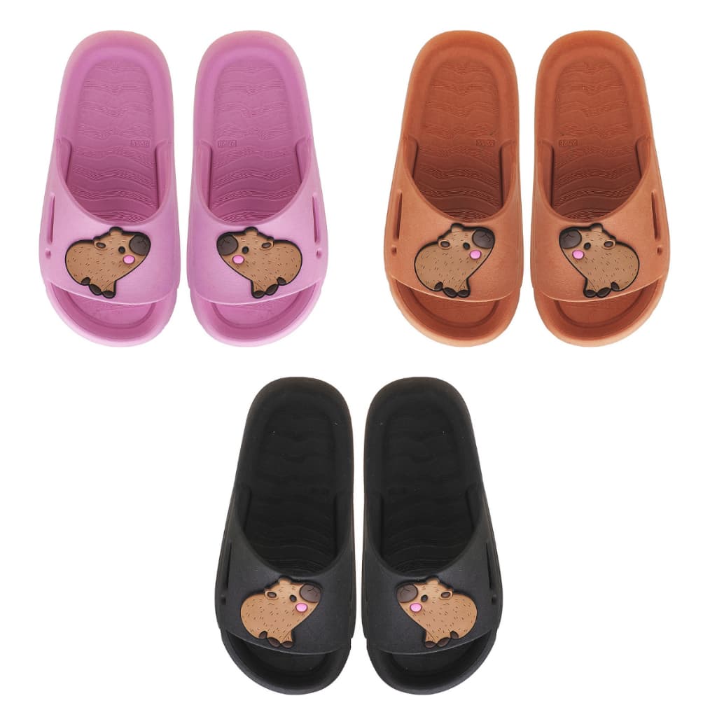 Chinelo Nuvem Slide Infantil Feminino Capivara Fofa Kidstep