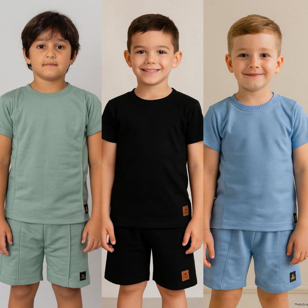 Conjunto Infantil Masculino 2 Peças Camisa e Short Moletinho Verão