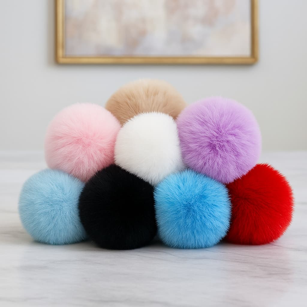 Pompom Pelúcia  - Pacote Com 10/30 Unidades Com Elástico Para Chaveiro