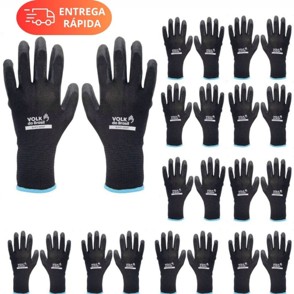 Kit 12 Pr Luva Epi Mecanico Segurança Multitato Manutenção Tatil Antiestatica Pedreiro Multiuso Volk